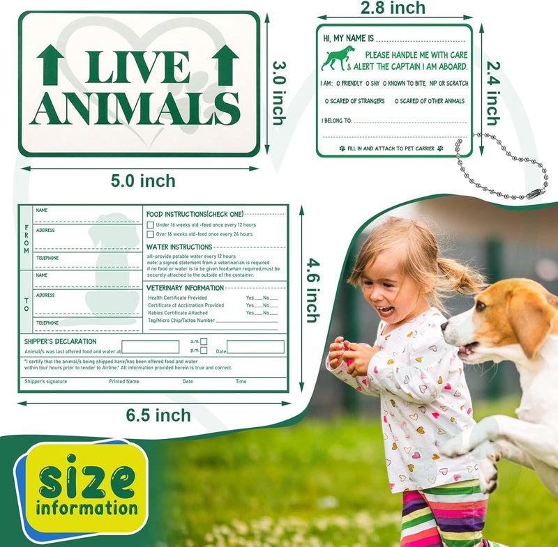 Geyee 18 قطعة ملصقات حيوانات حية لصناديق شحن الطائرات ملصقات حيوانات حية مع سهم هش للحيوانات الثديية ملصقات الشحن للتغليف - Image 2